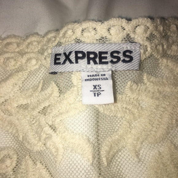 Express Cream Ivory XS Sheer Lace Embroidered Top - Picture 6 of 8